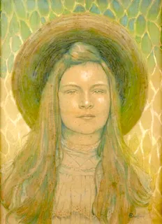 "Portrait de Germaine Chapuis jeune fille," Pierre Chapuis, no date, pastel and aquarelle.