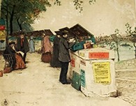Tavík František Šimon, "Sur le Quai, Paris," 1907, color aquatint. RH Archives Tavík František Šimon