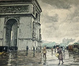 Tavík František Šimon, "Place de l'Etoile, Paris," 1921, aquatint