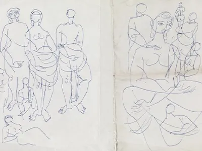 Anne Estelle Rice, “Untitled study of standing and sitting nude female figures,” undated, drawing on paper. The Tate Archive, UK