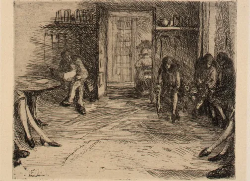Alice Rumph, "The Doctor's Office," etching, n.d. Smithsonian Museum of American Art