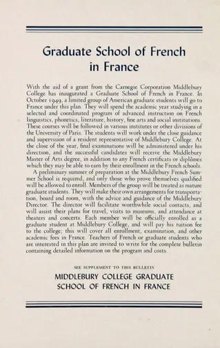 Graduate School of French in France