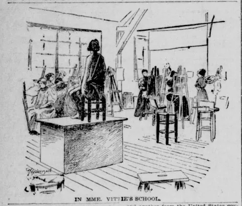 Women artists at work in the Academie Vitti (The Seattle Post-Intelligencer, July 7, 1895, 16)