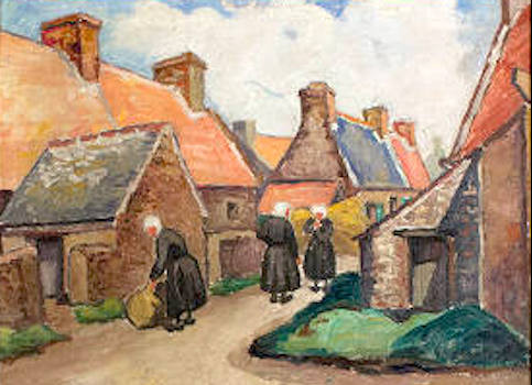 Eugenie Shonnard, Bringing in the Harvest in Ploumanach, France, 