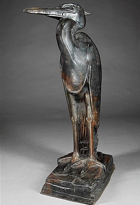 Eugenie Shonnard, Gray Heron, 1920s, Bronze. AskArt Eugenie Shonnard, Gray Heron, 1920s, Bronze. AskArt