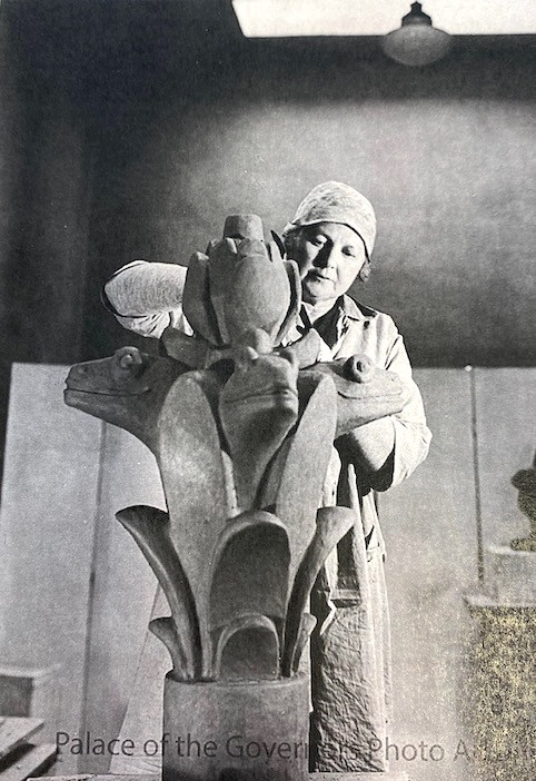 Photograph of Eugenie Shonnard at work at the Palace of Governors