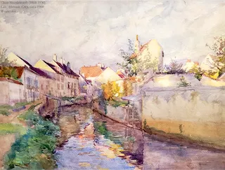 Claire Shuttleworth, "Late Afternoon, Crécy," c. 1900, watercolor. Cascadia Art Museum