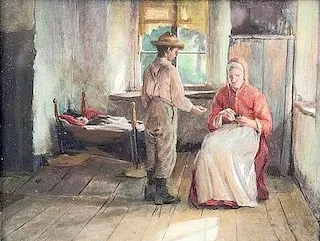 Claire Shuttleworth, interior scene, n.d., gouache on paper. Invaluable