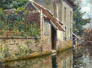 Claire Shuttleworth, "River Wall, Seaway at Normandy," c. 1909, oil on board. Invaluable