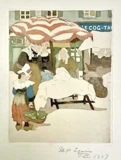 Maud Squire. "Marché à Concarneau," engraving, c. 1907. INHA
