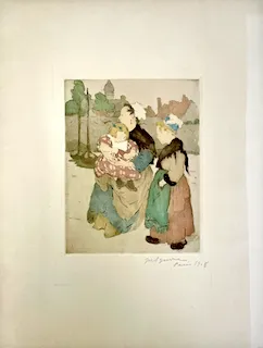 Maud Hunt Squire. "Mère et enfants," etching, 1908. INHA