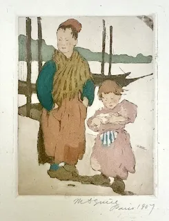 Maud Squire. "Sisters," engraving, c. 1907. INHA