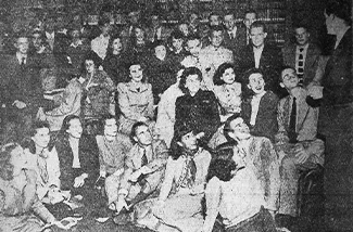 Students briefed by Theodore Anderssen, Director of Sweet Briar's JYF. New York Herald Tribune, September 8, 1948, n.p. Photograph retrieved from the RH archives, scrapbook.