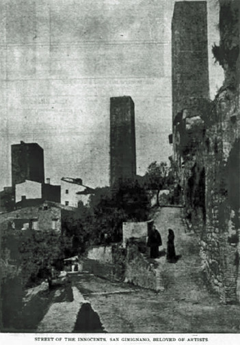 Taylor’s illustration of a picturesque street in San Gimingano, Italy. Illustrated Buffalo Express, September 25, 1898, 5