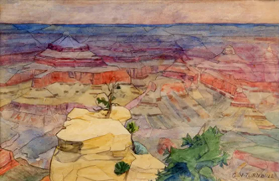 Grace Hill Turnbull, "View of the Grand Canyon," n.d., graphite and watercolor on paper. Invaluable.com