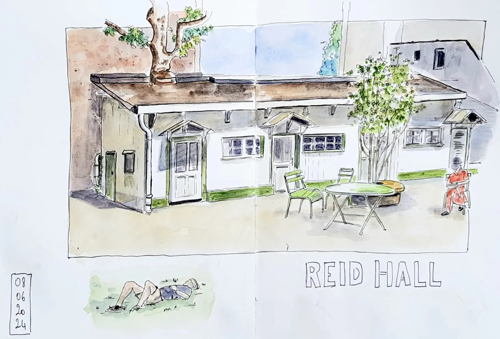 Véronique Eyssautier, Maison Verte, Urban Sketcher, June 8, 2024, watercolor.