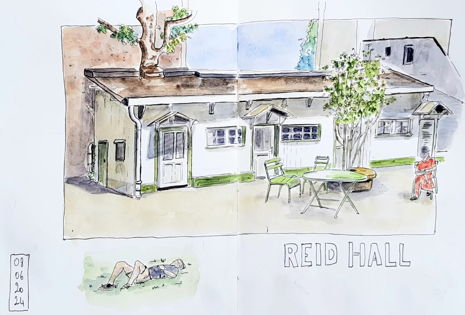 Véronique Eyssautier, Maison Verte, Urban Sketcher, June 8, 2024, watercolor. Véronique Eyssautier, Maison Verte, Urban Sketcher, June 8, 2024, watercolor.