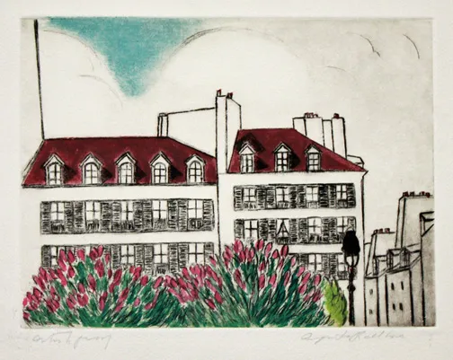 Augusta Rathbone, View from Window in Paris, c. 1950, etching, artist's proof. Annex Galleries