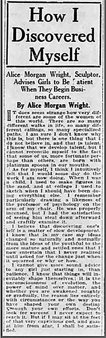 Wright’s sage advice to young women, published in the St. Louis Star and Times, December 15, 1915, p. 6