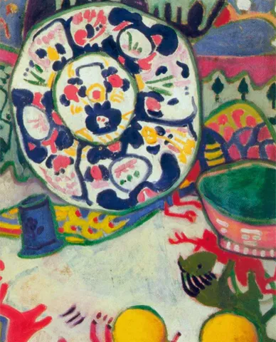 Marguerite Thompson, "Still Life with Animals," 1910-1911, oil on canvas, private collection. (Colleary unnumbered page)