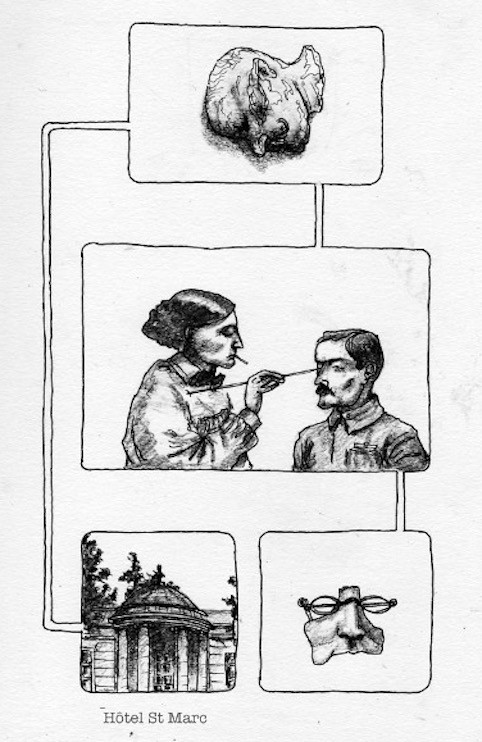 Bruno Lahontâa. Drawing made for the project, "ESPACES HOSPITALIERS," artist residencies at the Bordeaux university hospital (2017-2018). CHU de Bordeaux