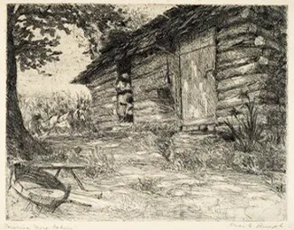 Alice E. Rumph, "Carolina Negro Cabin," n.d., etching. National Art Gallery