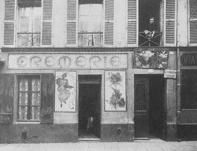 Undated exterior photo of the the crèmerie Chez Charlotte (Crombie 1998, 53)