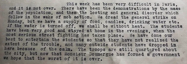 Excerpt, letter from Leet to Gildersleeve, February 9, 1934. Barnard archives