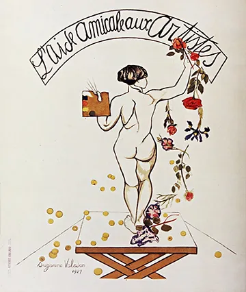 Valadon, Suzanne, "L'Aide amicale aux artistes," 1927, drawing. Gallica.