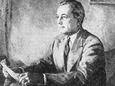 Kate F. Edwards, portrait of Chip Roberts that hung in the lobby of the Athletic Association Building at Georgia Tech. "Chip Robert, Rhodes Honored"