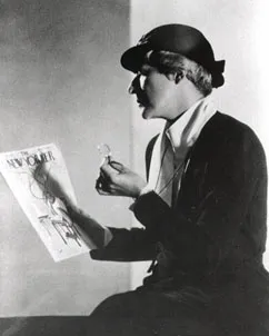 Janet Flanner holding an issue of The New Yorker