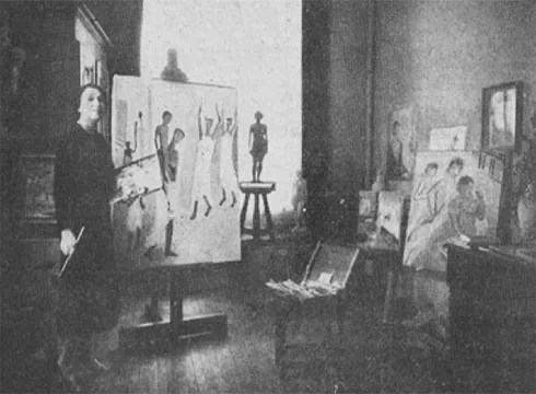 Lucy Perkins Ripley in her Reid Hall studio, 1935. Herald Tribune, May