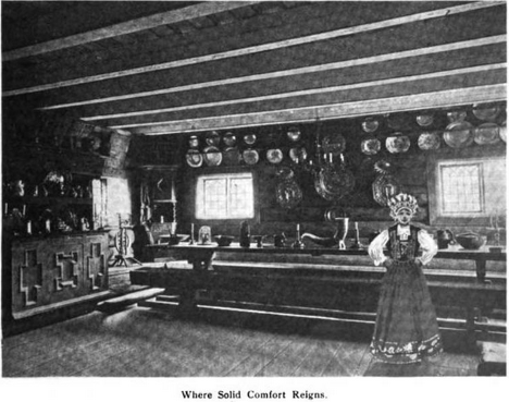 Elizabeth Taylor,  illustration of a home interior in Vidda, Norway, Outing, vol. 36, 1900, p. 667