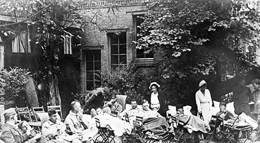 Soldiers relaxing near the Judas tree, October 1918, American National Red Cross Photograph Collection