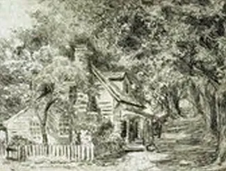 Alice E. Rumph, "Quarter House, Williamsburg, Virginia," ca. 1934, etching, Birmingham Museum of Art