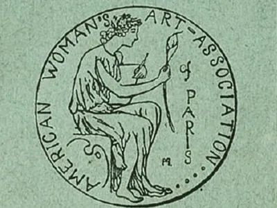 The “die” or logo of the AWAA, designed by Marion Holden in 1901. Printed on the cover of the 1904 annual AWAA exhibition catalogue. Smithsonian American Art Museum.
