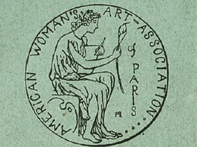 The “die” or logo of the AWAA, designed by Marion Holden in 1901. Printed on the cover of the 1904 annual AWAA exhibition catalogue. Smithsonian American Art Museum. The “die” or logo of the AWAA, designed by Marion Holden in 1901. Printed on the cover of the 1904 annual AWAA exhibition catalogue. Smithsonian American Art Museum.